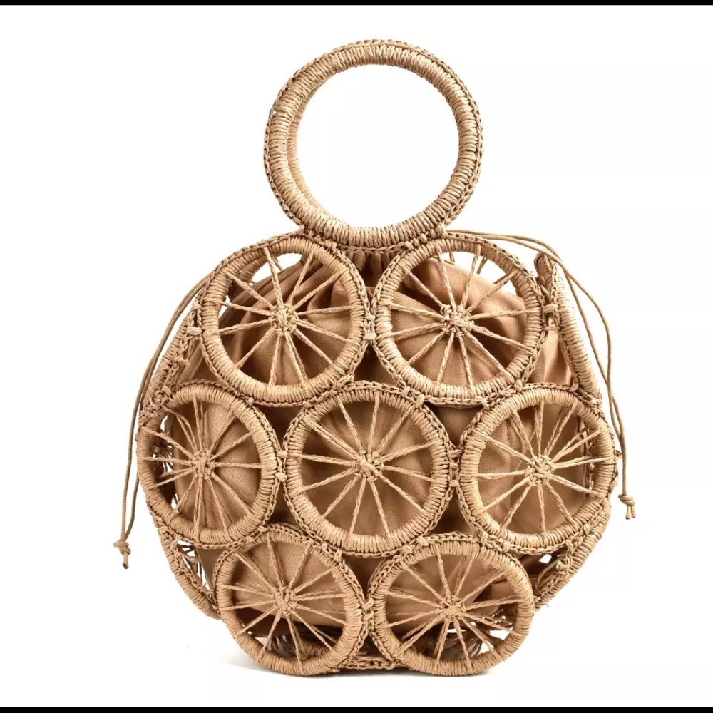 fashion rattan hollow round straw bags wicker woven women handbags summer beach